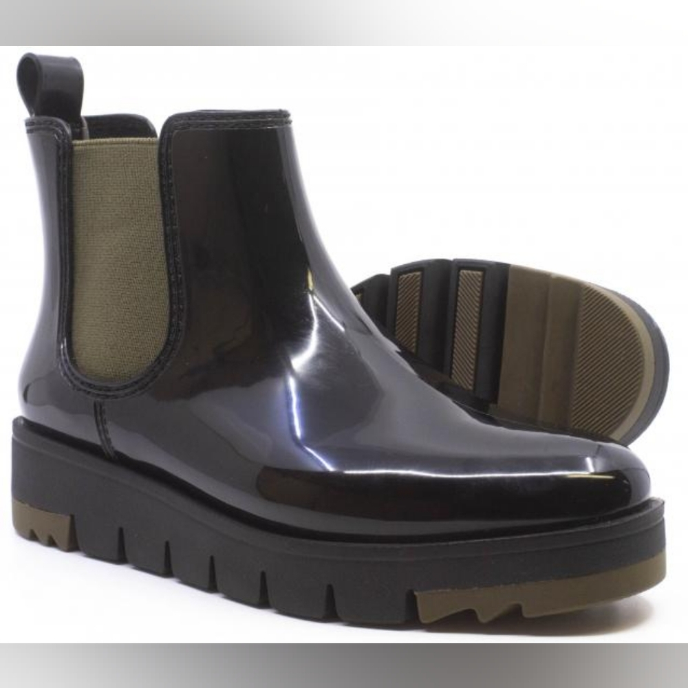 Cougar Black and Olive Winter Rain Boots